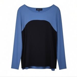 Jones New York blue and black colorblock long sleeve top size XL